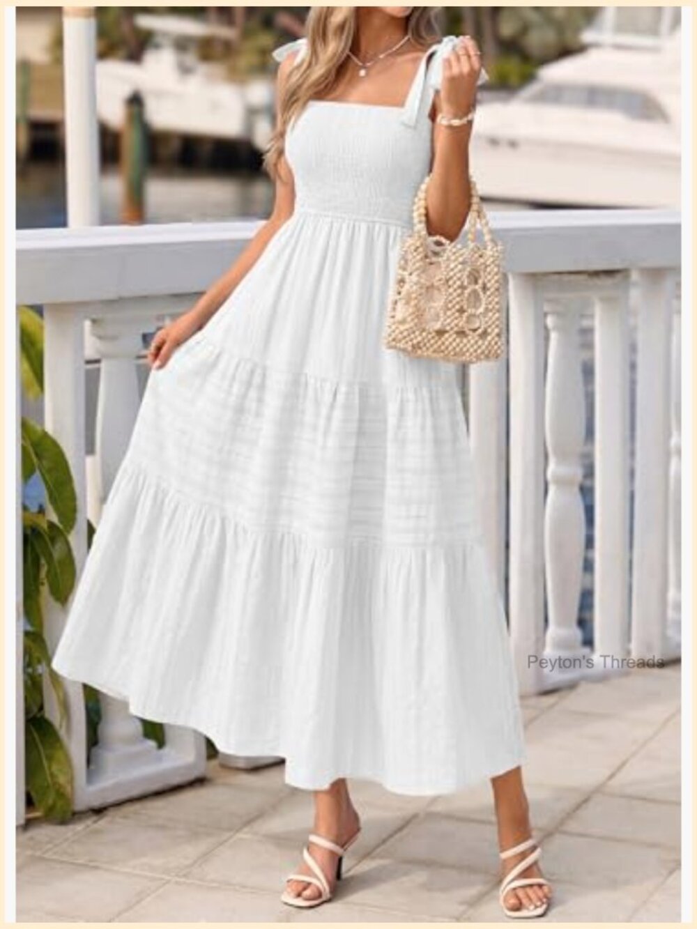 Smocked Spaghetti Strap Maxi Dress with Pockets - Picture 6 of 7